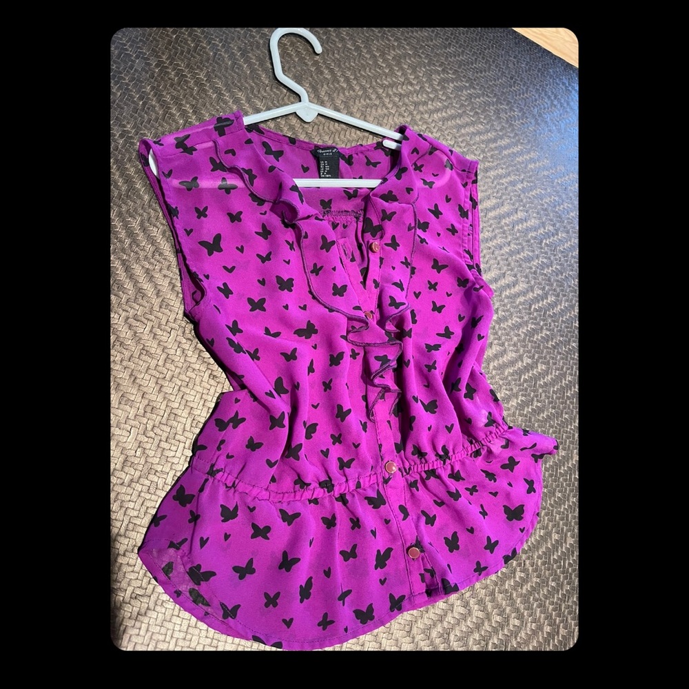 Forever 21 girls  purple with black butterfly’s dress up top so adorable size m
